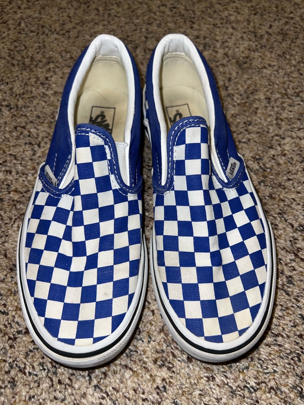 Kids blue checkered slip-on Vans